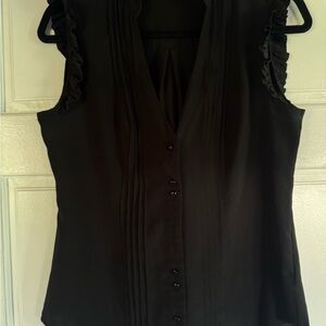 Guess Black Ruffled Sleeveless Blouse